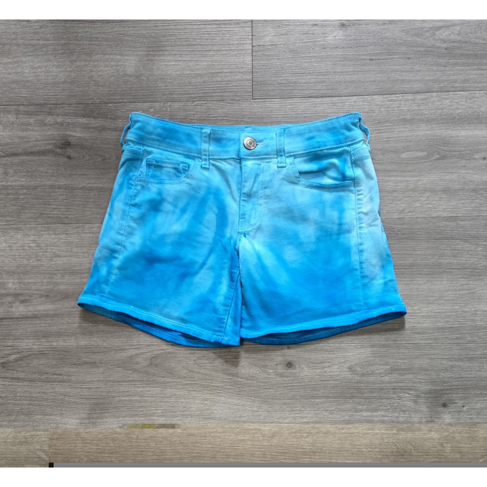 American Eagle Outfitters Women's Blue Denim Tie Dye Midi Shorts Size 4